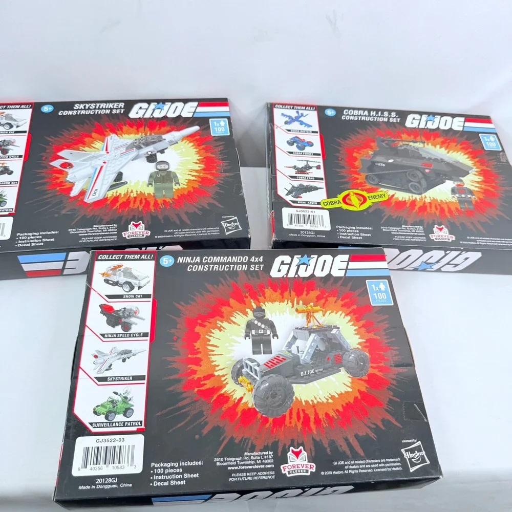 GI Joe Construction Set Lot 3 Skystriker Cobra HISS Ninja Commando 4x4 100pc New